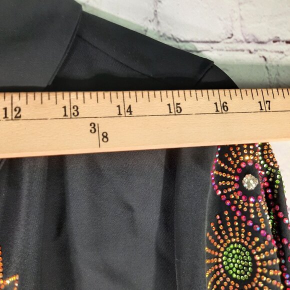 NEXX New York Life Size 48 Women's Black Rhinestone Dress Half Sleeve - Picture 8 of 16